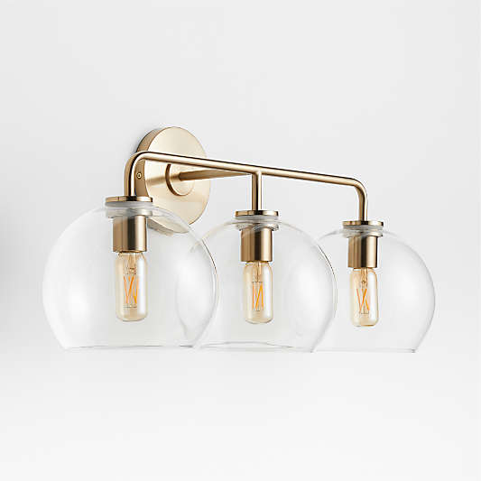 Arren Brass 3-Light Wall Sconce with Clear Round Shades