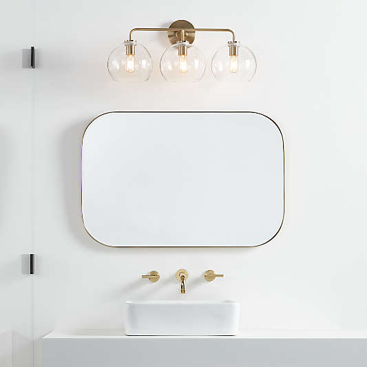 Arren Brass 3-Light Wall Sconce with Clear Round Shades