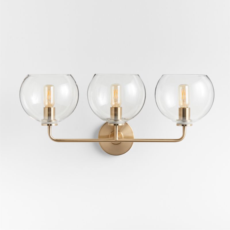 Arren Brass 3-Light Wall Sconce with Clear Round Shades - image 3 of 7