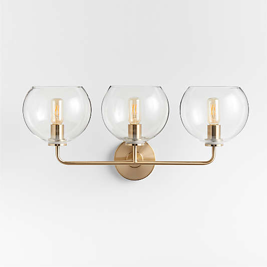 Arren Brass 3-Light Wall Sconce with Clear Round Shades