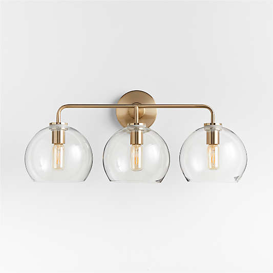 Arren Brass 3-Light Wall Sconce with Clear Round Shades