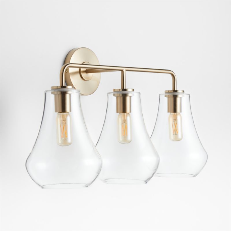 Arren Brass 3-Light Wall Sconce with Clear Teardrop Shades