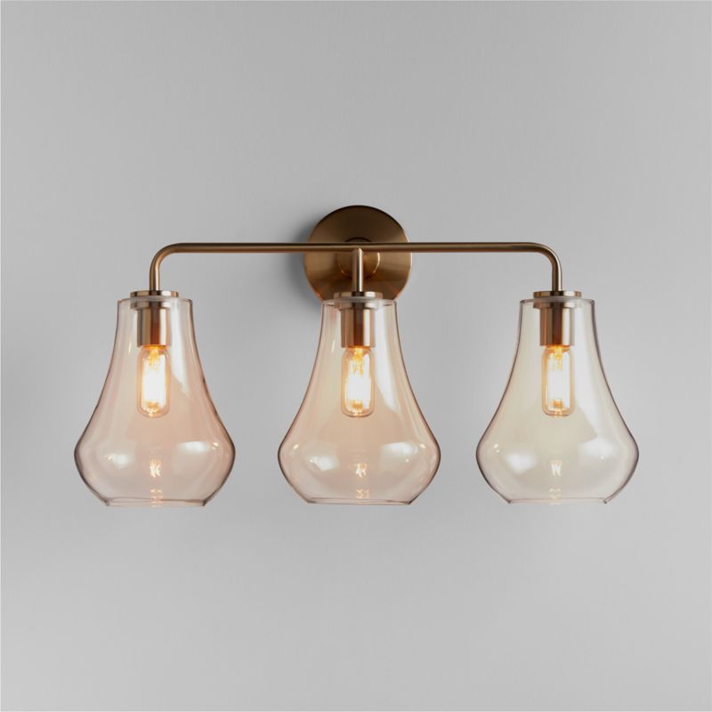 Arren Brass 3-Light Wall Sconce with Clear Teardrop Shades