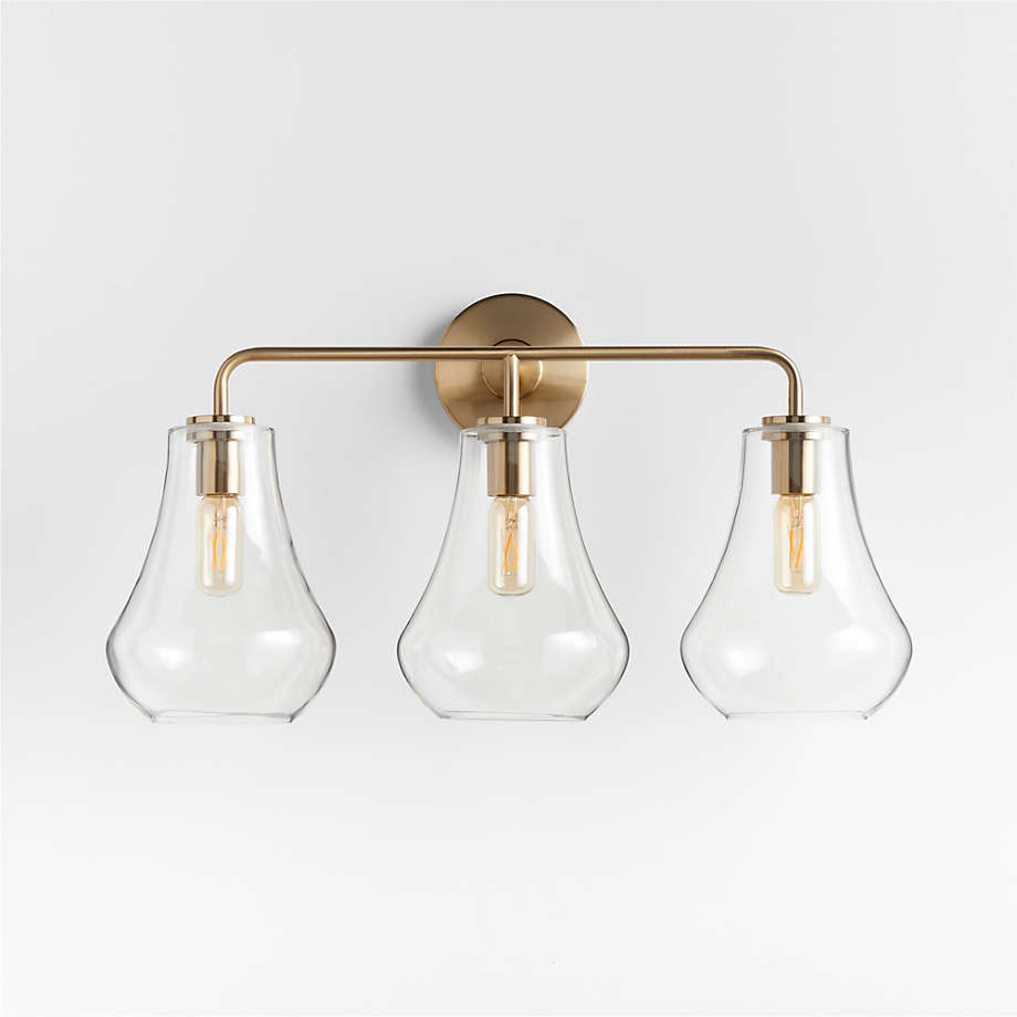 Arren Brass 3Light Wall Sconce with Clear Teardrop Shades Crate