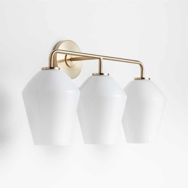 Arren Brass 3-Light Wall Sconce with Milk Angled Shades - image 4 of 7