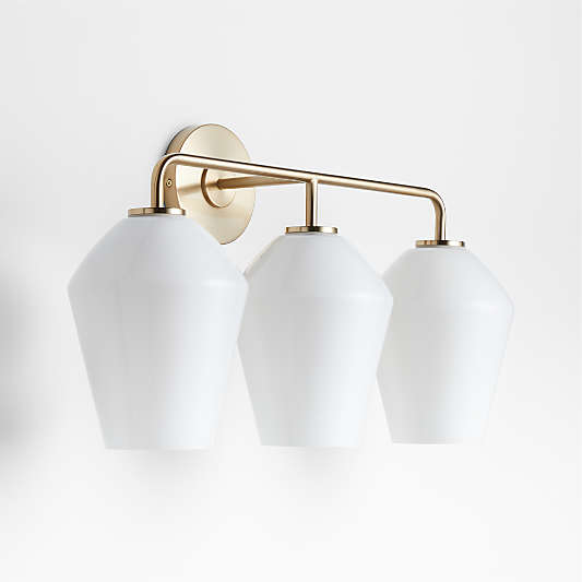 Arren Brass 3-Light Wall Sconce with Milk Angled Shades