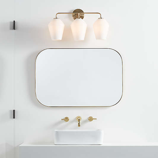 Arren Brass 3-Light Wall Sconce with Milk Angled Shades