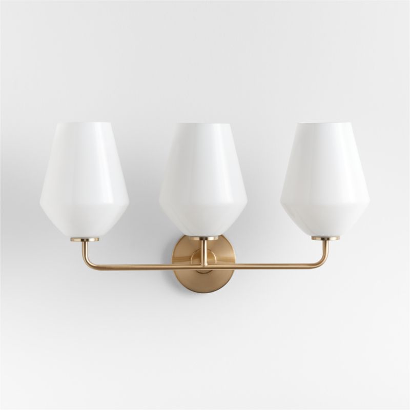 Arren Brass 3-Light Wall Sconce with Milk Angled Shades - image 3 of 7