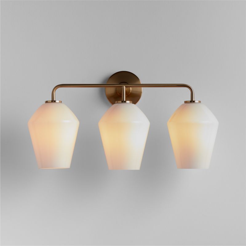 Arren Brass 3-Light Wall Sconce with Milk Angled Shades
