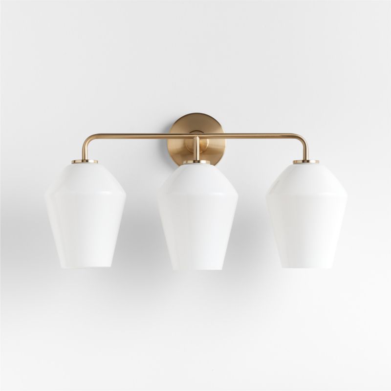 Arren Brass 3-Light Wall Sconce with Milk Angled Shades - image 2 of 7