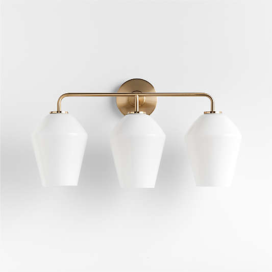 Arren Brass 3-Light Wall Sconce with Milk Angled Shades