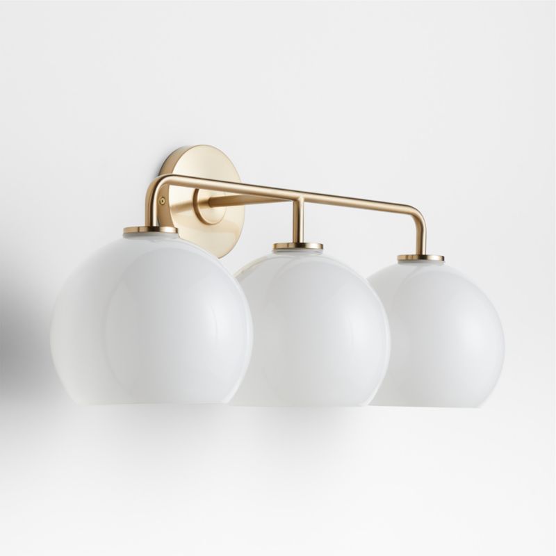 Arren Brass 3-Light Wall Sconce with Milk Round Shades - image 4 of 7