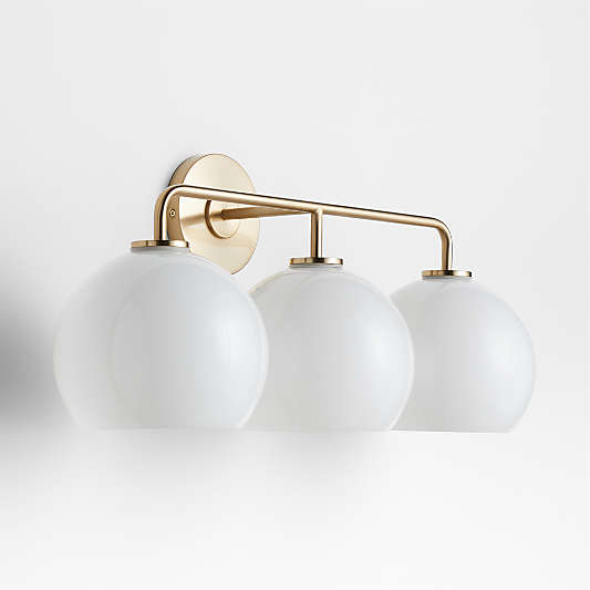 Arren Brass 3-Light Wall Sconce with Milk Round Shades