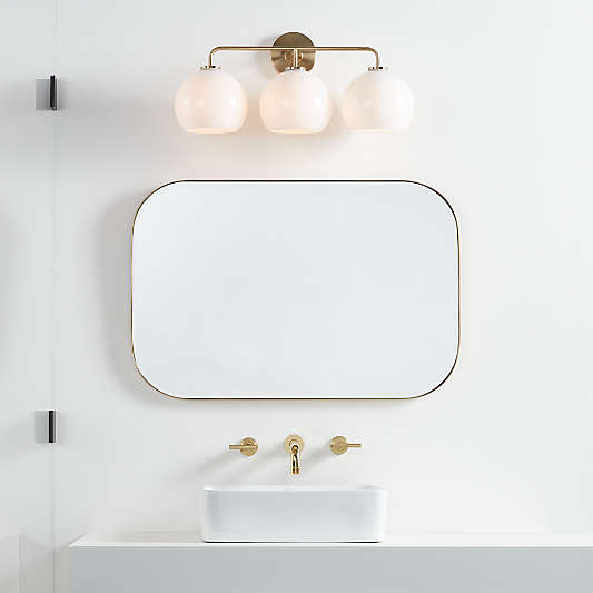 Arren Brass 3-Light Wall Sconce with Milk Round Shades