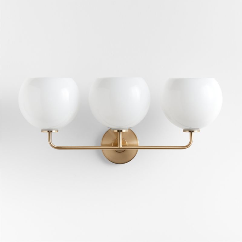 Arren Brass 3-Light Wall Sconce with Milk Round Shades - image 3 of 7