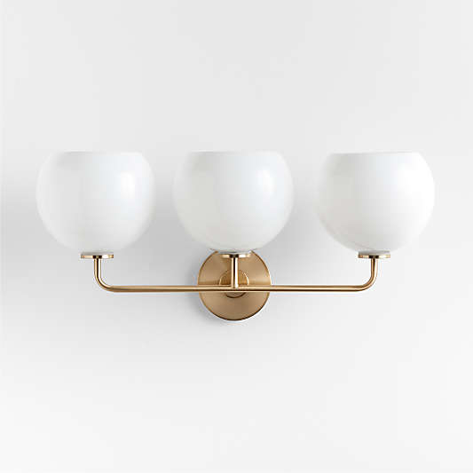 Arren Brass 3-Light Wall Sconce with Milk Round Shades