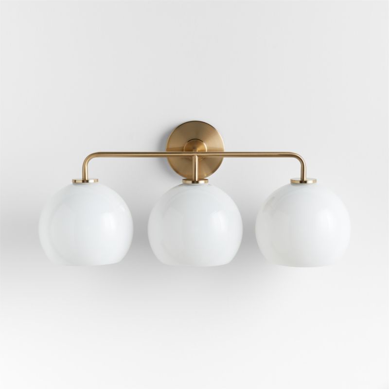 Arren Brass 3-Light Wall Sconce with Milk Round Shades - image 2 of 7