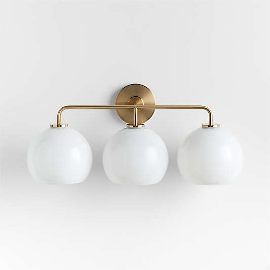 Arren Brass 3-Light Wall Sconce with Milk Round Shades