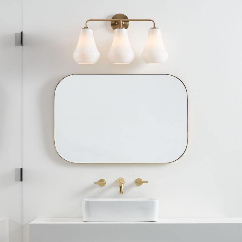 Arren Brass 3-Light Wall Sconce with Milk Teardrop Shades