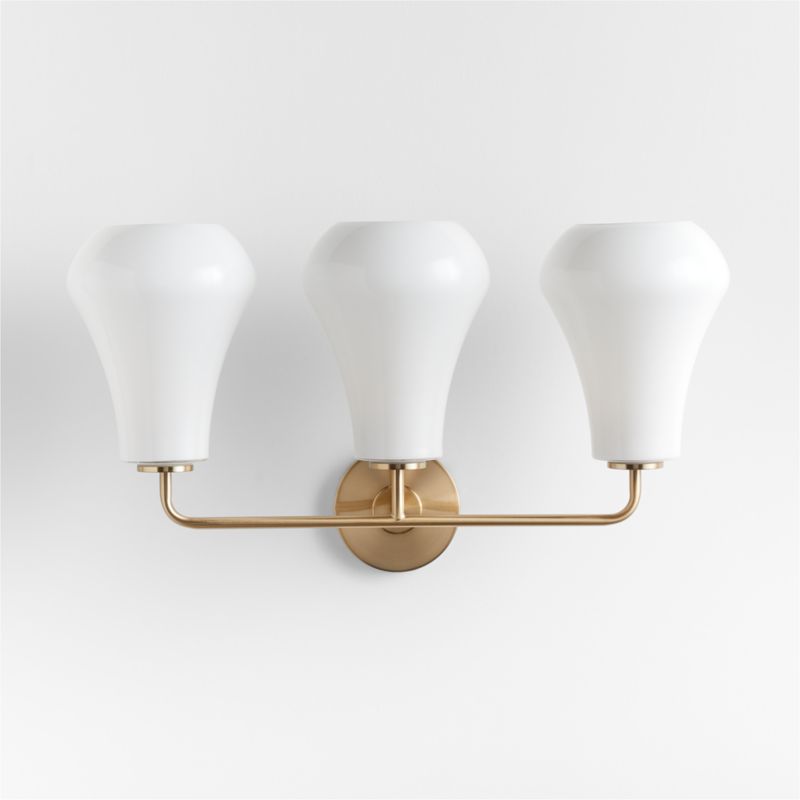 Arren Brass 3-Light Wall Sconce with Milk Teardrop Shades