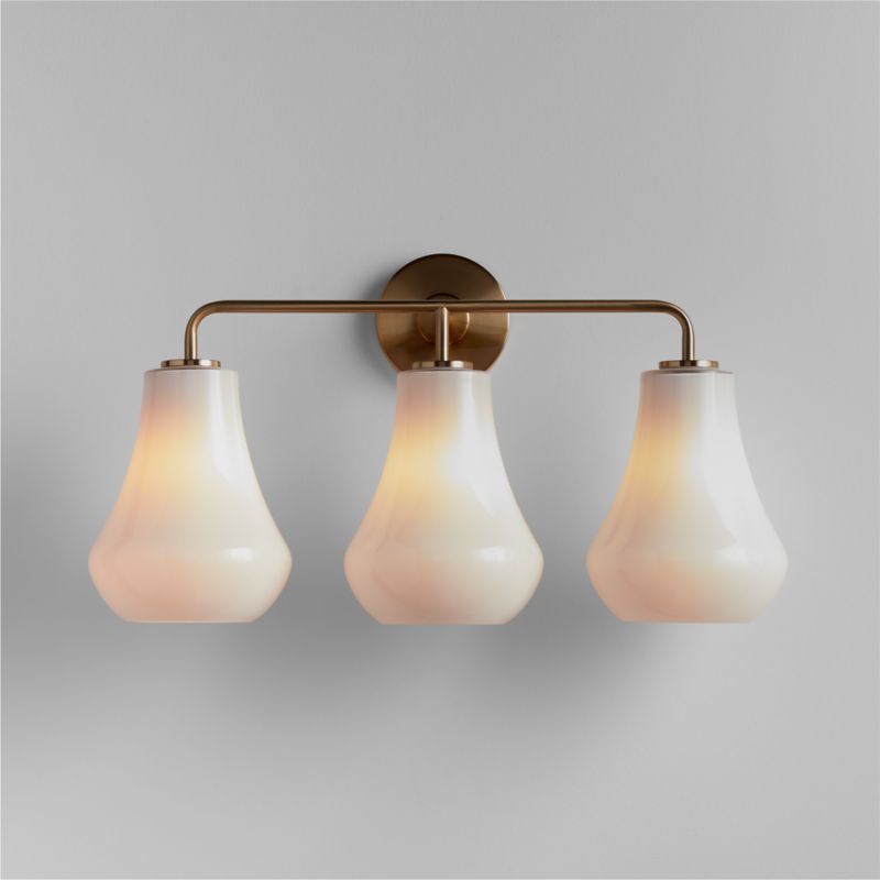 Arren Brass 3-Light Wall Sconce with Milk Teardrop Shades