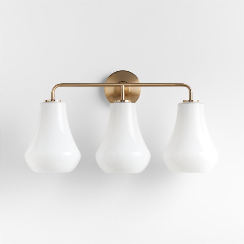 Arren Brass 3-Light Wall Sconce with Milk Teardrop Shades