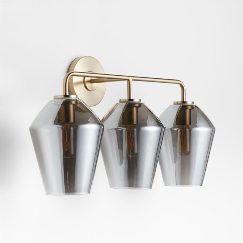 Arren Brass 3-Light Wall Sconce with Silver Angled Shades