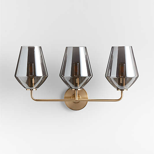 Arren Brass 3-Light Wall Sconce with Silver Angled Shades