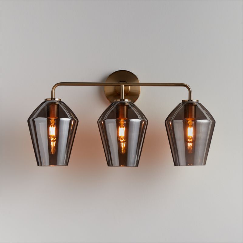 Arren Brass 3-Light Wall Sconce with Silver Angled Shades