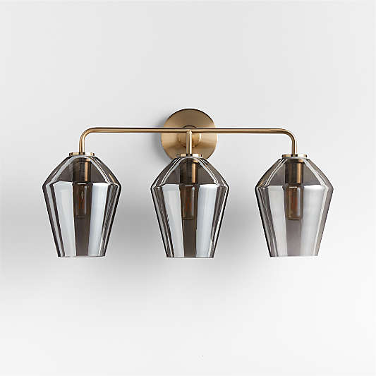 Arren Brass 3-Light Wall Sconce with Silver Angled Shades