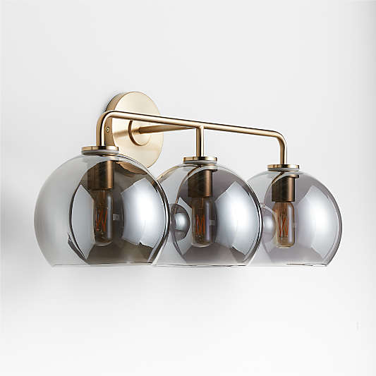 Arren Brass 3-Light Wall Sconce with Silver Round Shades