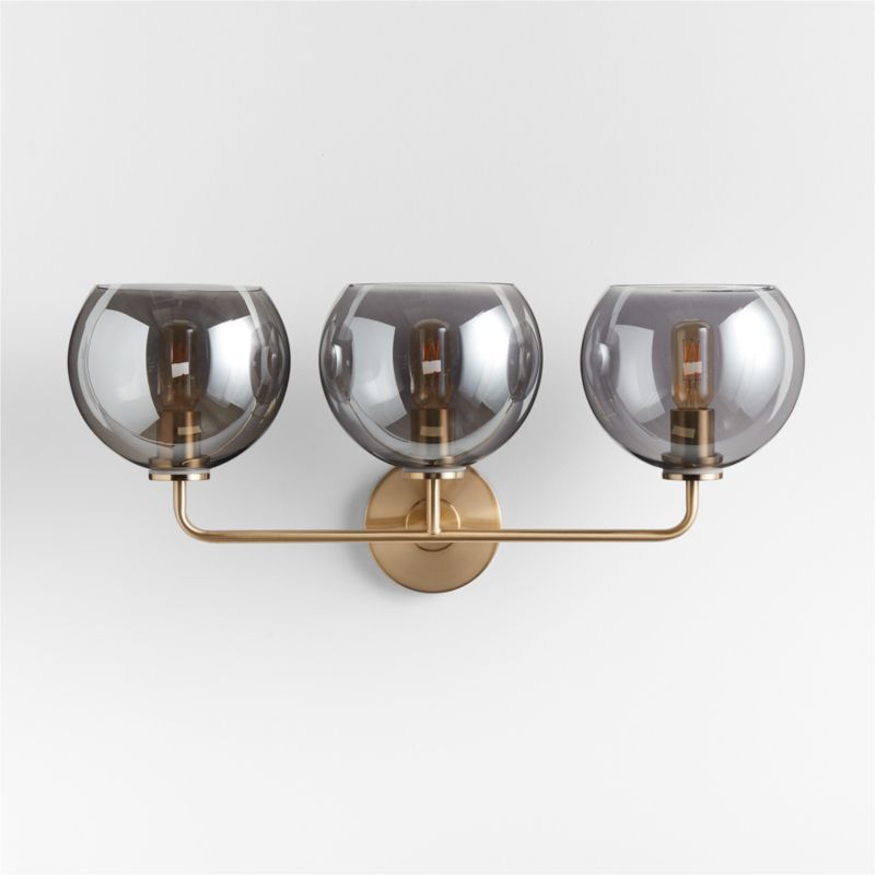 Arren Brass 3-Light Wall Sconce with Silver Round Shades - image 3 of 7