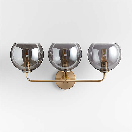 Arren Brass 3-Light Wall Sconce with Silver Round Shades