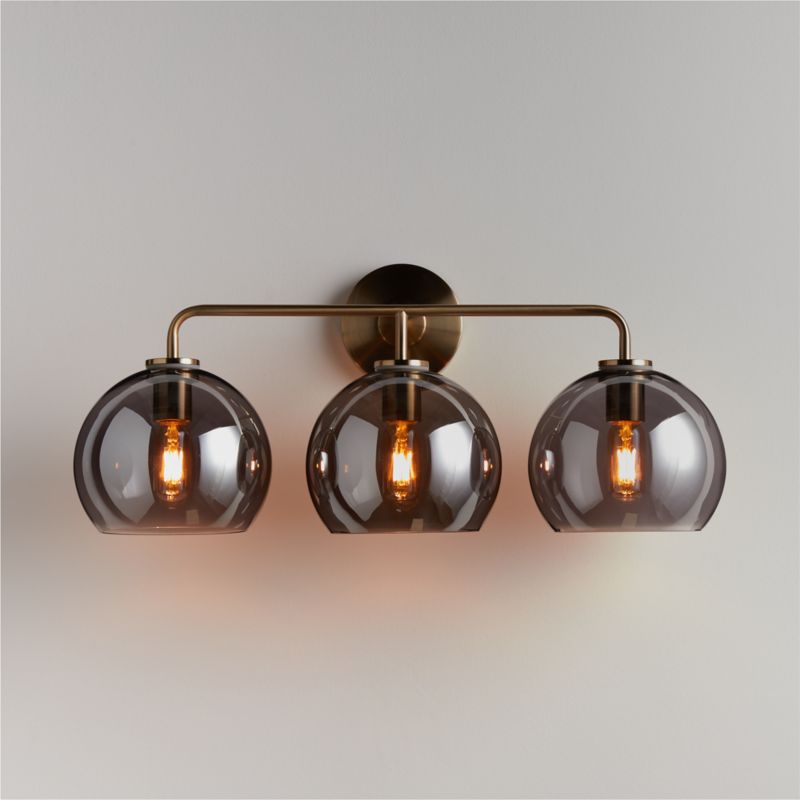 Arren Brass 3-Light Wall Sconce with Silver Round Shades