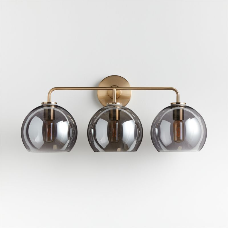 Arren Brass 3-Light Wall Sconce with Silver Round Shades - image 2 of 7