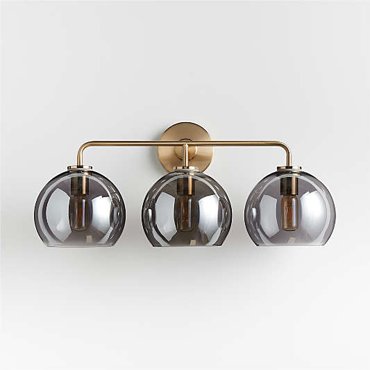 Arren Brass 3-Light Wall Sconce with Silver Round Shades