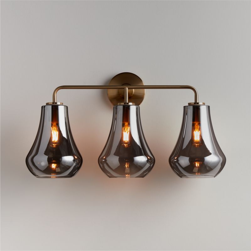 Arren Brass 3-Light Wall Sconce with Silver Teardrop Shades