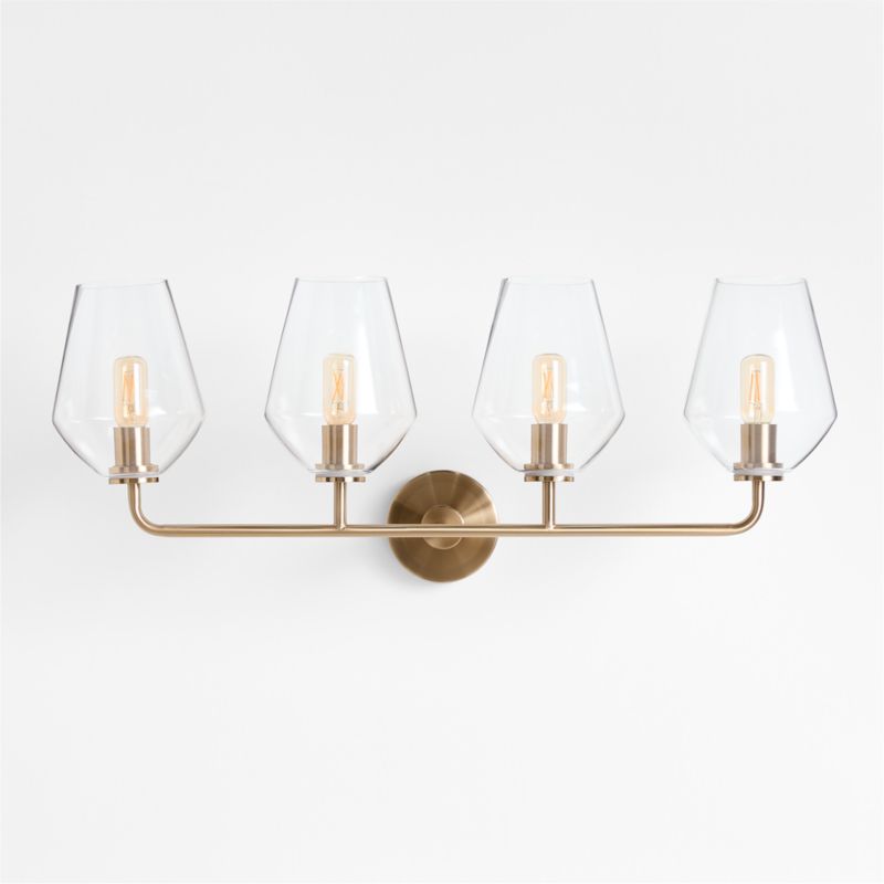 Arren Brass 4-Light Wall Sconce Light with Clear Glass Angled Shade - image 3 of 6