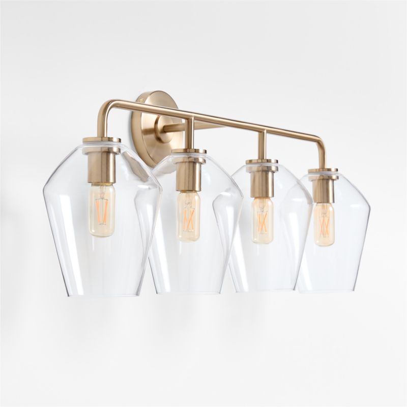 Arren Brass 4-Light Wall Sconce Light with Clear Glass Angled Shade - image 4 of 6