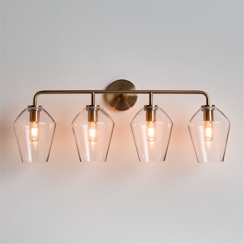 Arren Brass 4-Light Wall Sconce Light with Clear Glass Angled Shade - image 0 of 6