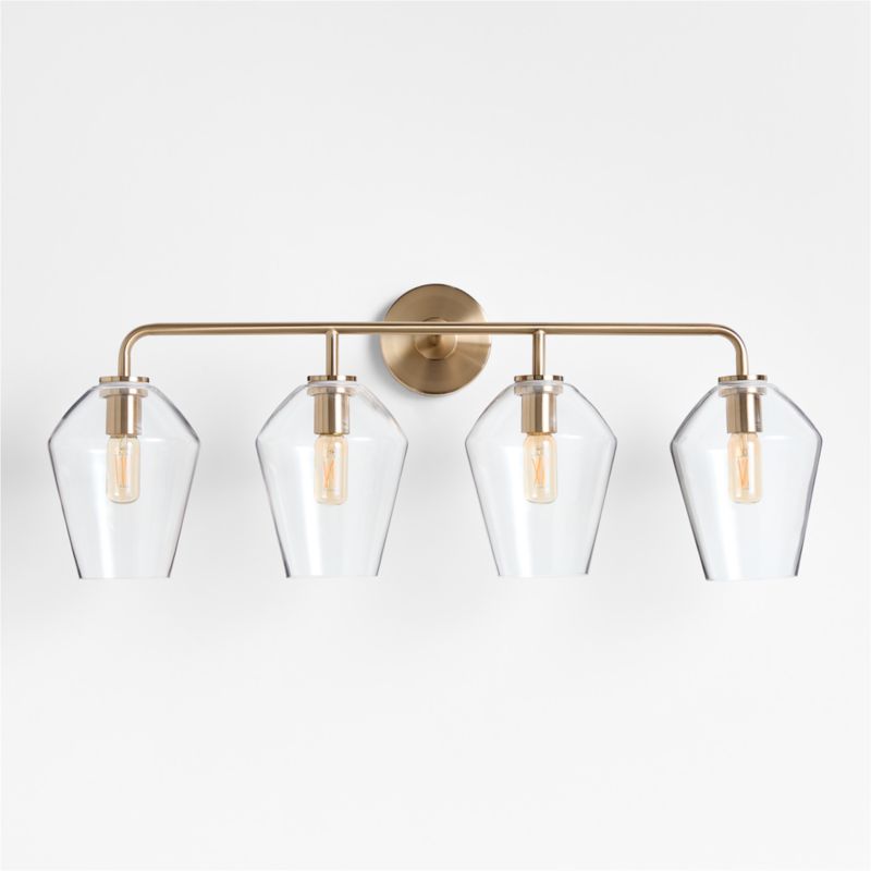 Arren Brass 4-Light Wall Sconce Light with Clear Glass Angled Shade - image 2 of 6