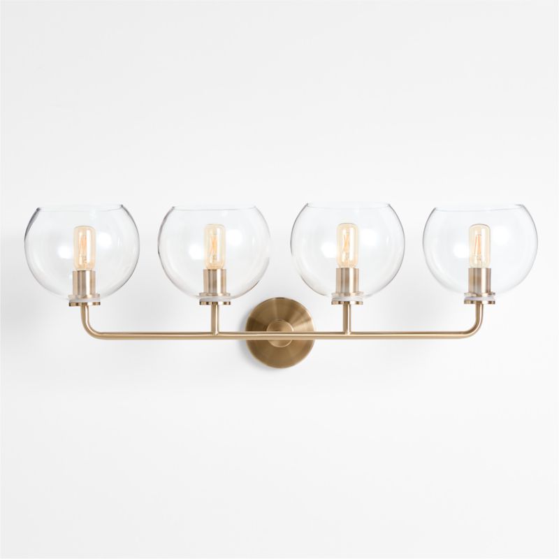 Arren Brass 4-Light Wall Sconce Light with Clear Glass Round Shade - image 3 of 6