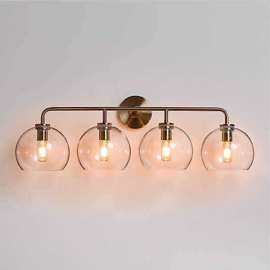 Arren Brass 4-Light Wall Sconce Light with Clear Glass Round Shade