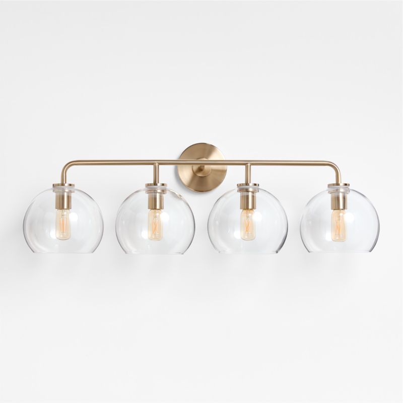 Arren Brass 4-Light Wall Sconce Light with Clear Glass Round Shade - image 2 of 6