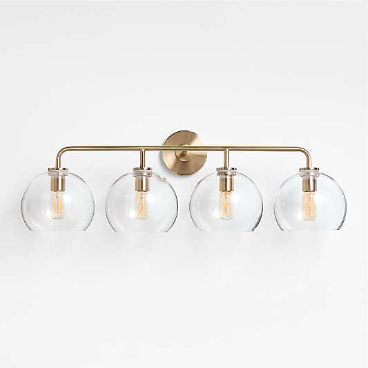 Arren Brass 4-Light Wall Sconce Light with Clear Glass Round Shade