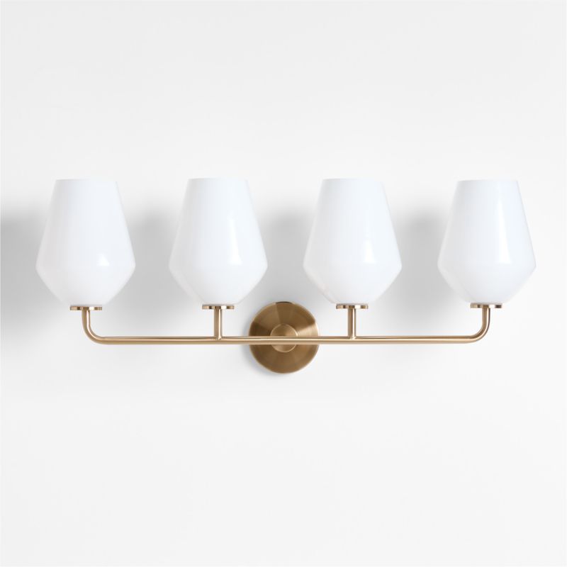 Arren Brass 4-Light Wall Sconce Light with Milk Glass Angled Shade - image 3 of 6