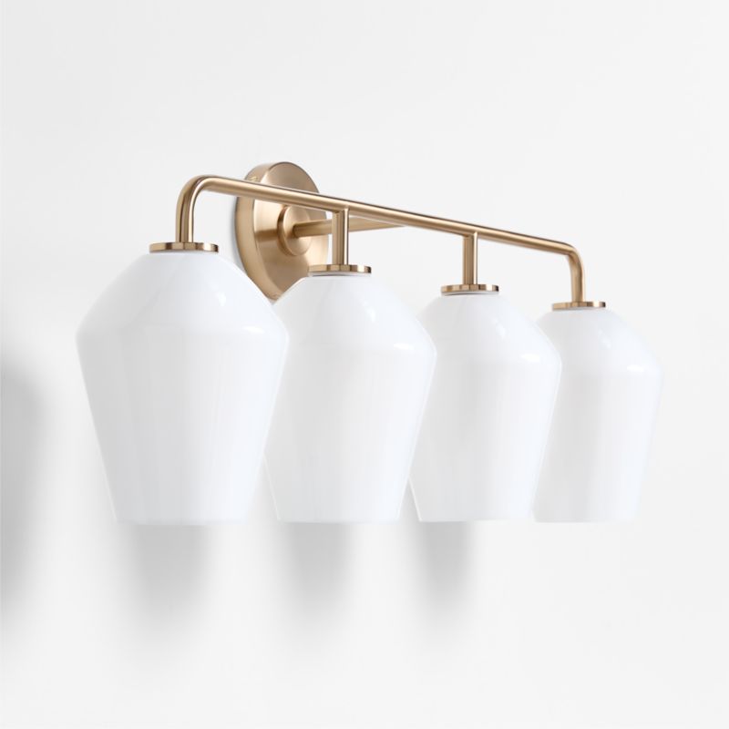 Arren Brass 4-Light Wall Sconce Light with Milk Glass Angled Shade - image 4 of 6