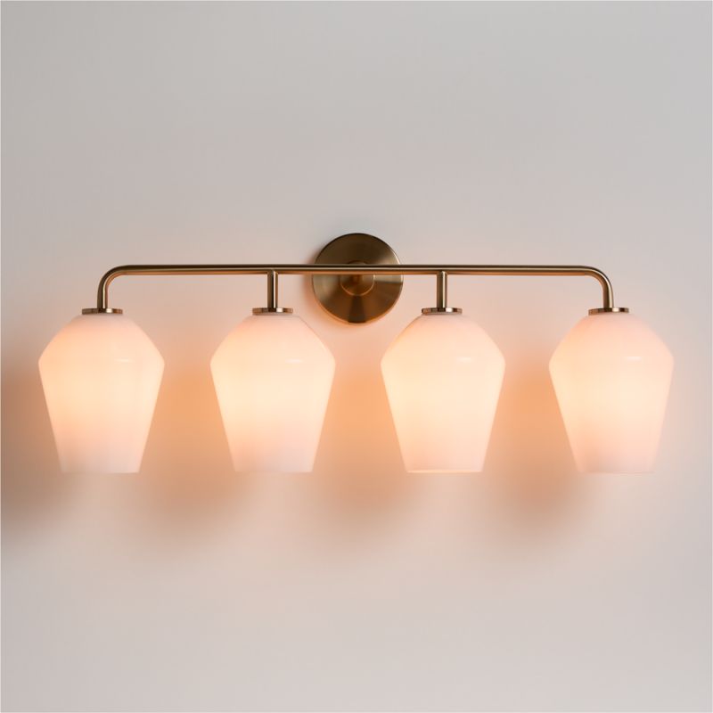 Arren Brass 4-Light Wall Sconce Light with Milk Glass Angled Shade - image 0 of 6