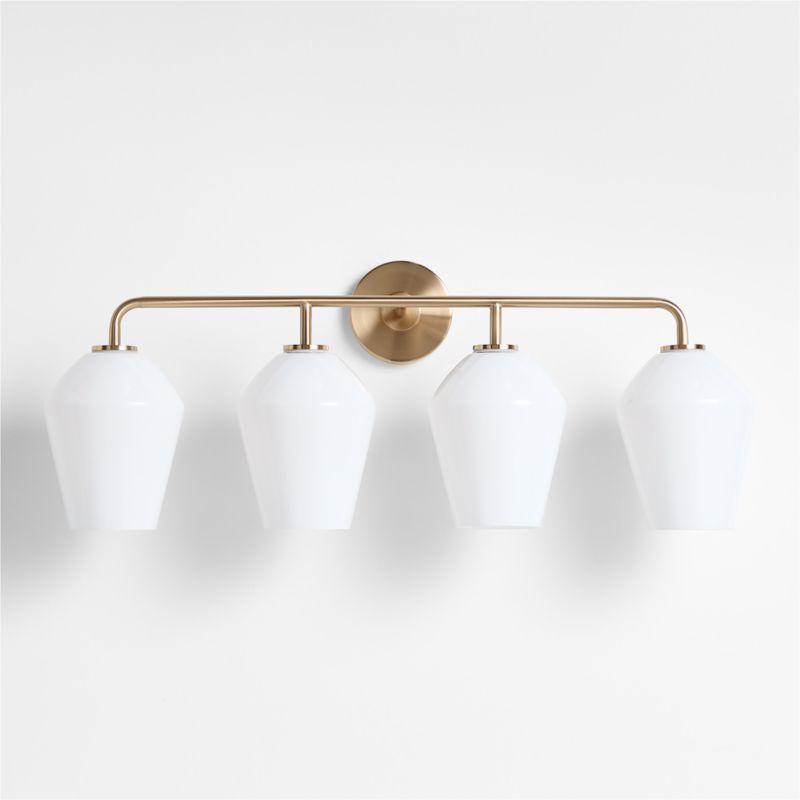 Arren Brass 4-Light Wall Sconce Light with Milk Glass Angled Shade - image 2 of 6