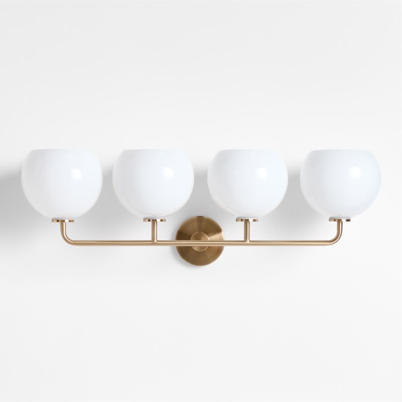 Arren Brass 4-Light Wall Sconce Light with Milk Glass Round Shade - image 3 of 6